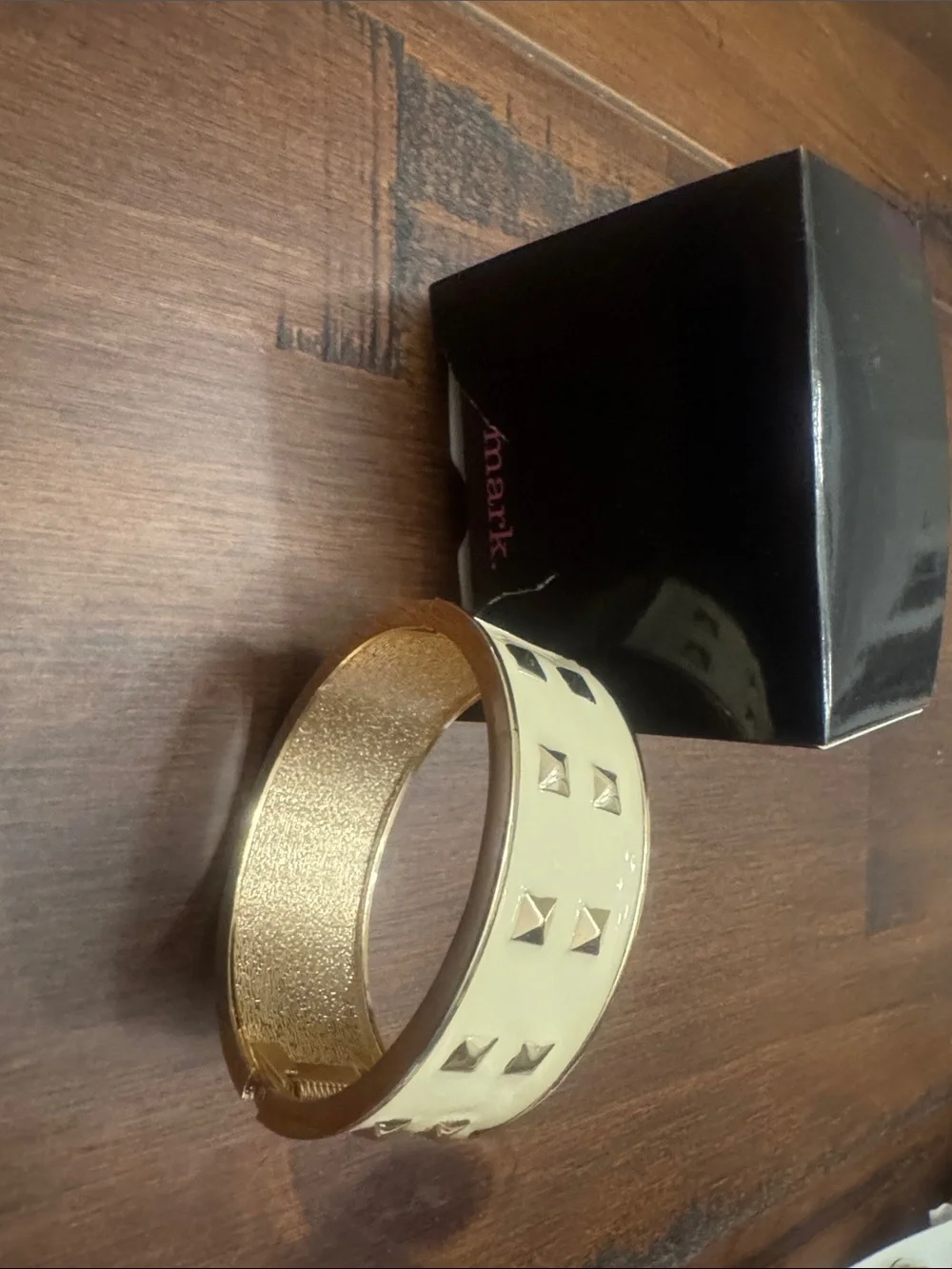 Brand New Mark. Gold-Tone Cream Studded Bangle Bracelet
